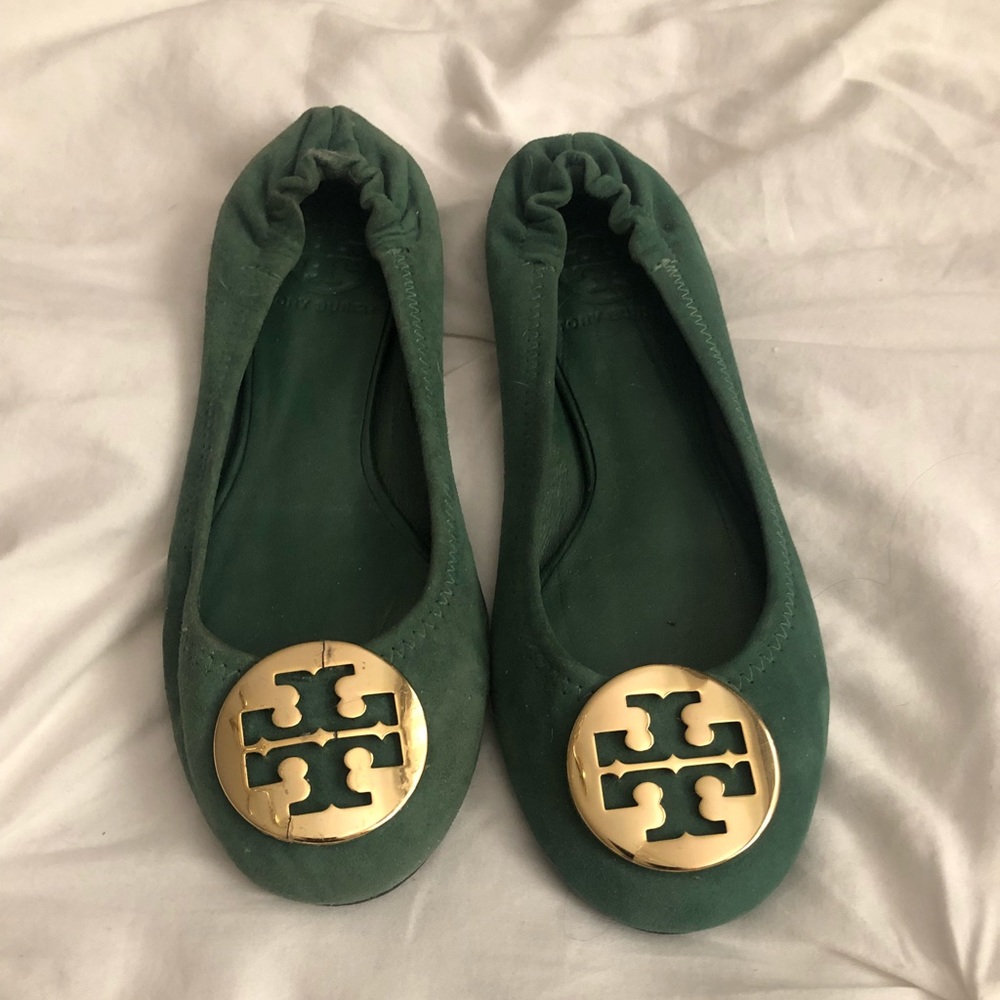 Olive Green Suede Tory Burch Flats